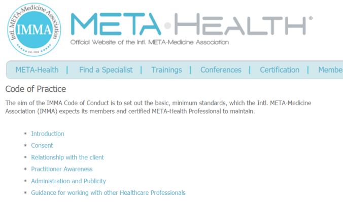 Meta-Medicine Code of Practice