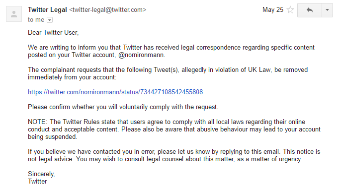Twitter Legal Notice